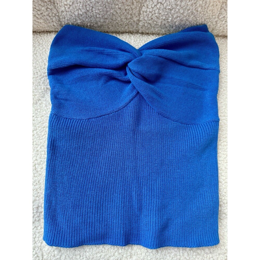Fashion Nova Bright Blue Strapless Sweetheart Neckline Knit Top Size Large NEW